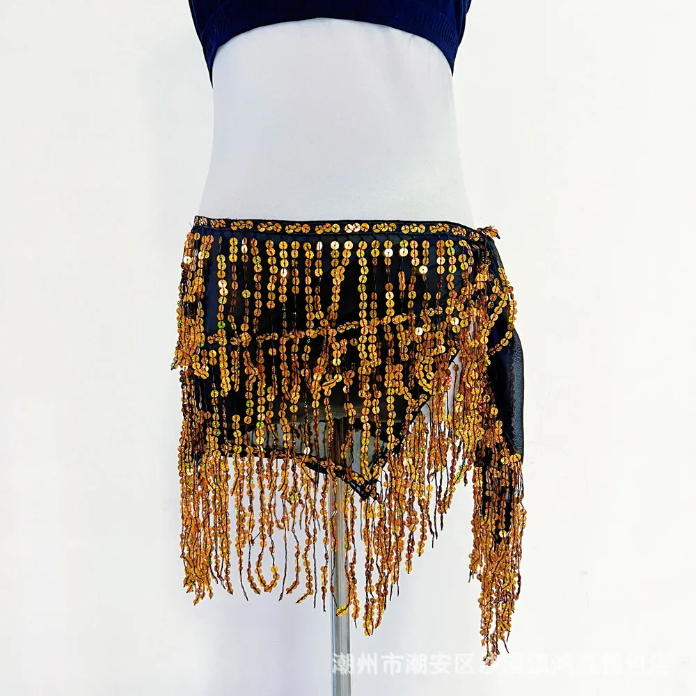 Customized Belly Dance Tassel Waist Chain Bohemian Hip Scarf Skirt New Glitter Belt Performance Waist Scarf in Stock