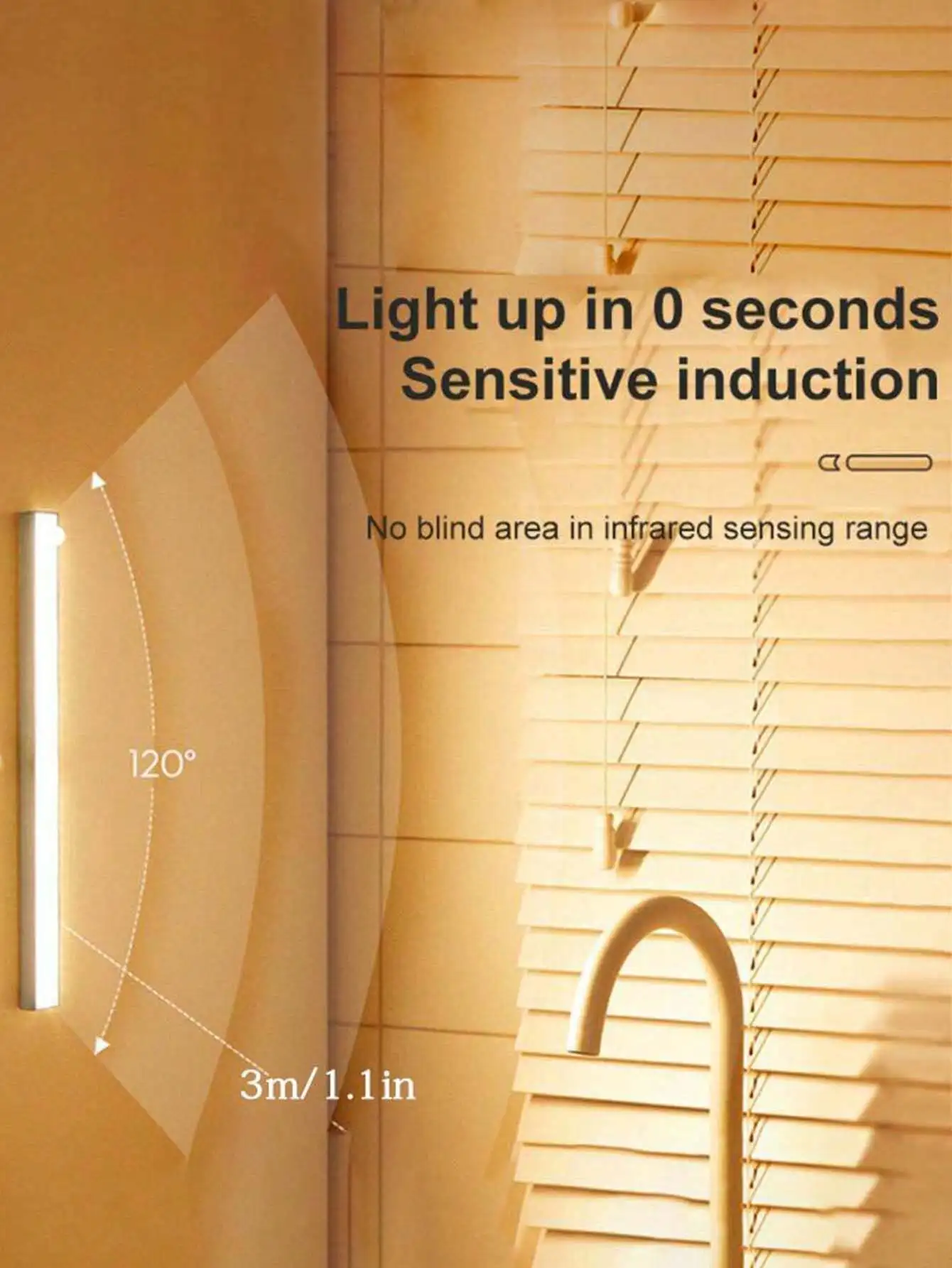 1pc Smart Abstract Design Handheld Night Light With Motion Sensor, Portable And Rechargeable,  Strip, Suitable For Hallway, Stai