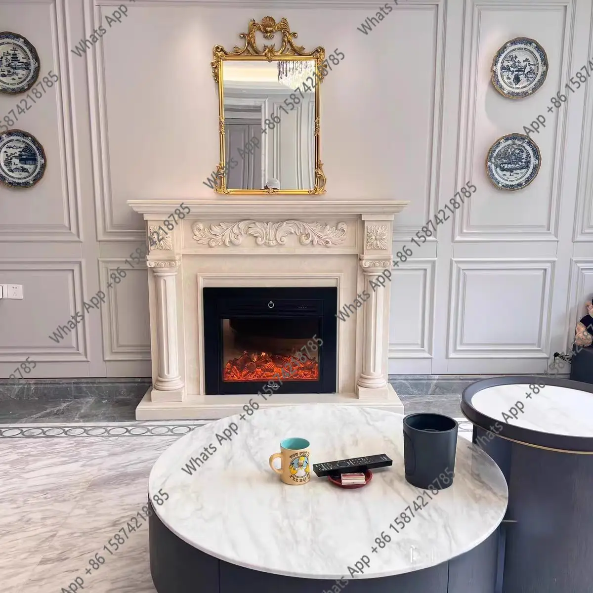 

Электрический камин-тумба для гостиной в европейском стиле с имитацией пламени и обогревом