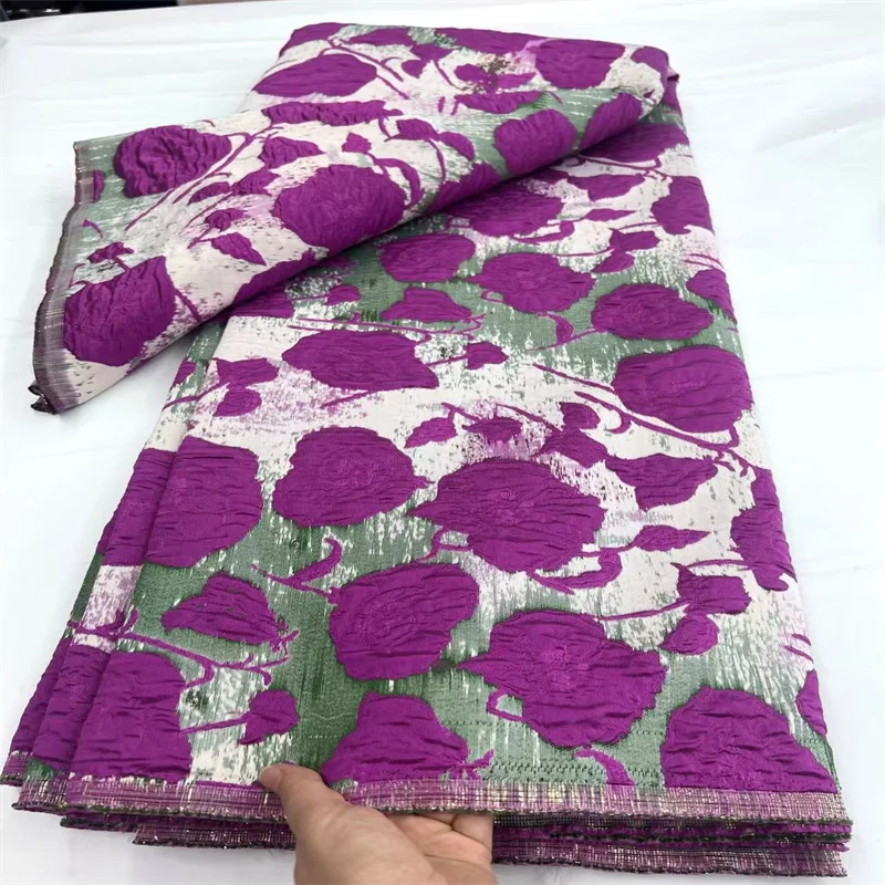 

Нигерийская африканская жаккардовая кружевная ткань 2026, фиолетовая французская парчовая кружевная ткань, высокое качество, 5 ярдов, элегантное праздничное платье для женщин