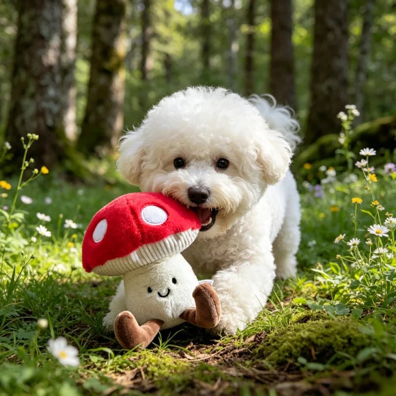 Pet chew-resistant mushroom sound toy Dog chew toy for relieving boredom and self-entertainment Anti-tamper cute plush toy