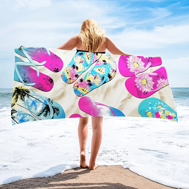 

Premium Microfiber Beach Towel Soft Absorbent Large Bath Towel For Seaside Vacation Anti-Sand Fast Drying 2D Flat Printed Summer