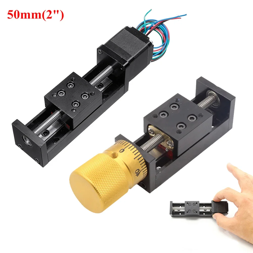 T-type Mini Sliding Table CNC Z Axis Linear Rail Actuator Transport Guide Platform & NEMA 11 28MM Stepper Motor Kit Manual Slide