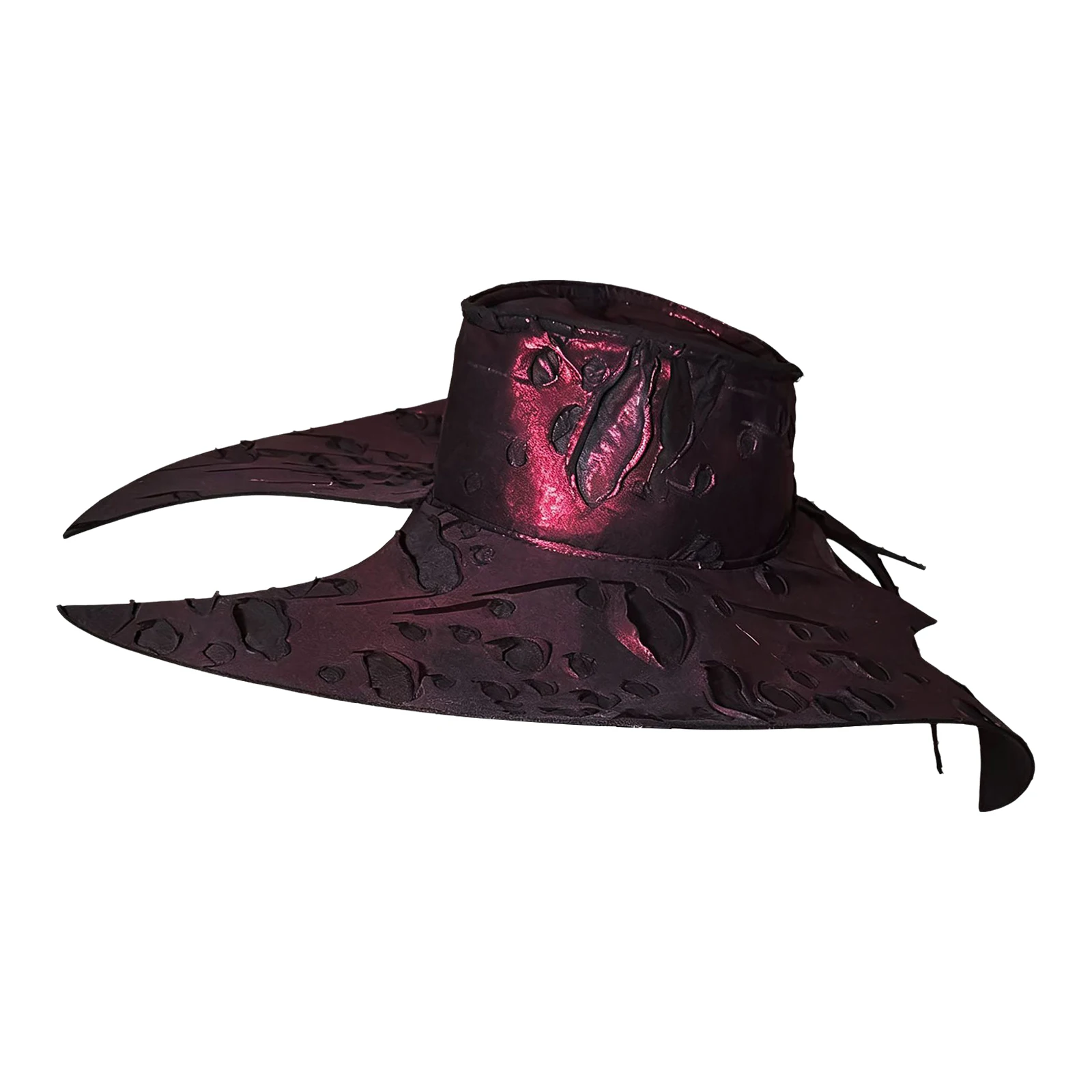 Unisex Women Men Western Cowboy Cowgirl Hat Wide Brim Embossed Texture Cap Headwear for Halloween Role-playing Theme Party 5