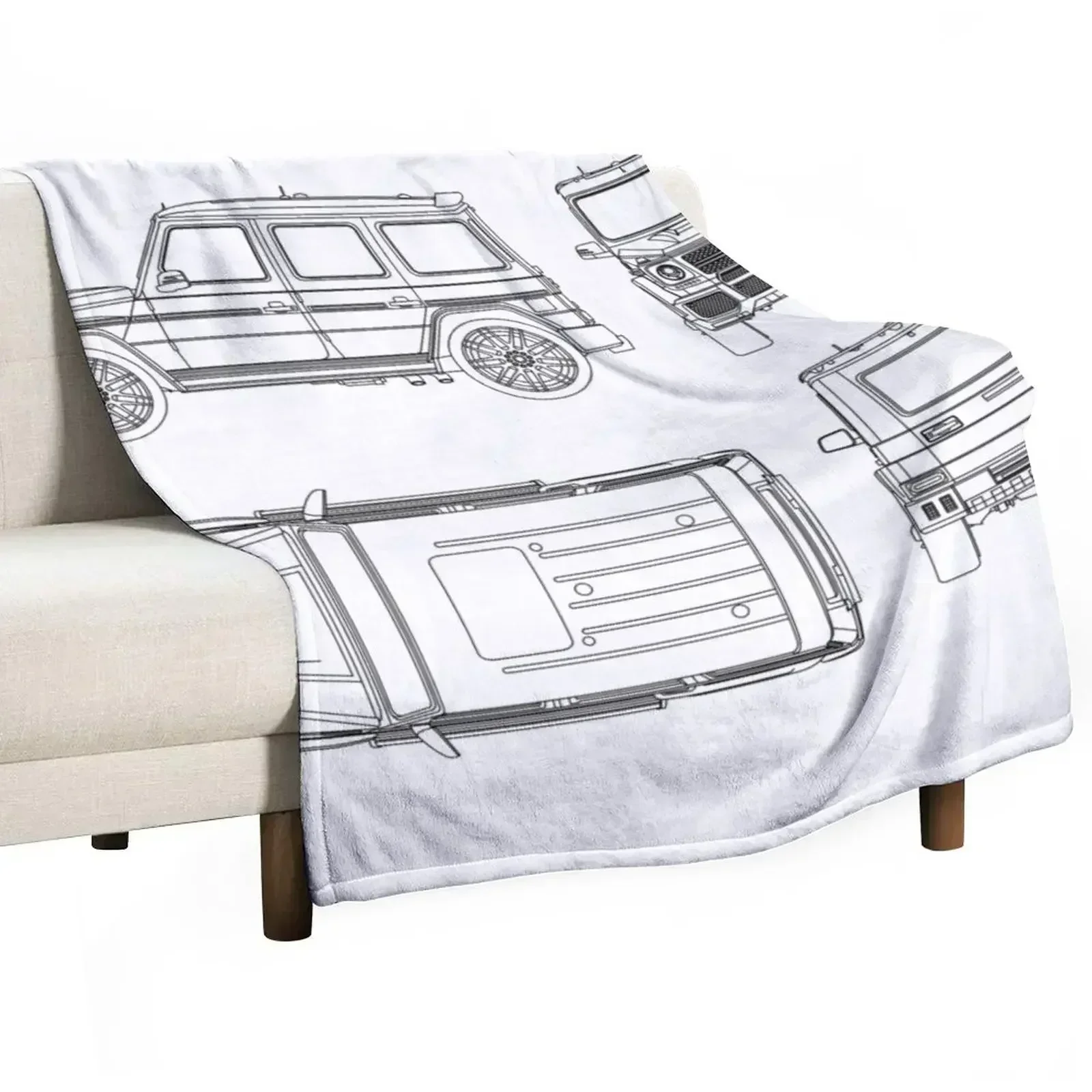 G-Wagon Tuning Blueprint Throw Blanket Decorative Throw Thins Softest Blankets