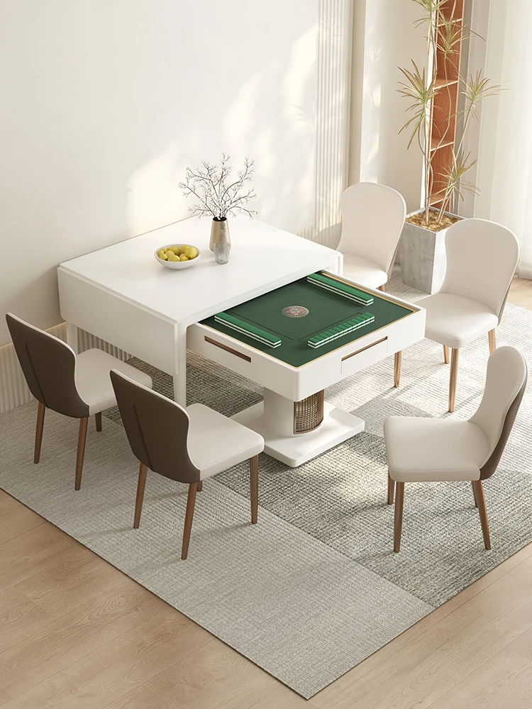 

Rock board dining table, mahjong table, all-in-one, foldable and extendable, modern minimalist household small unit rectangular