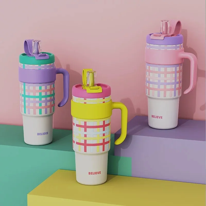 

Premium 316 Stainless Steel Tumbler -Insulated Water Bottle with Straw & Leakproof Lid | Keeps Cold 48H for Gym, Hiking & Office