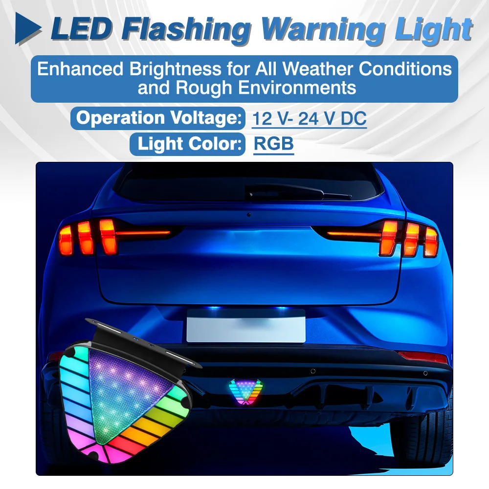 

12V-24V RGB LED Rear Brake Light Auto Truck Rear Decorative Flashing Signal Tail Lamps Safety Warning Reverse Lamp