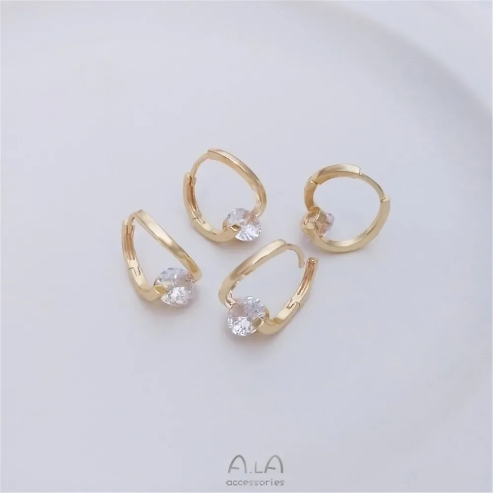 French Large Zircon Earrings 14K Gold-plated Ins Wind Simple and Luxurious Fashion Earrings Online Celebrity Temperament Earring