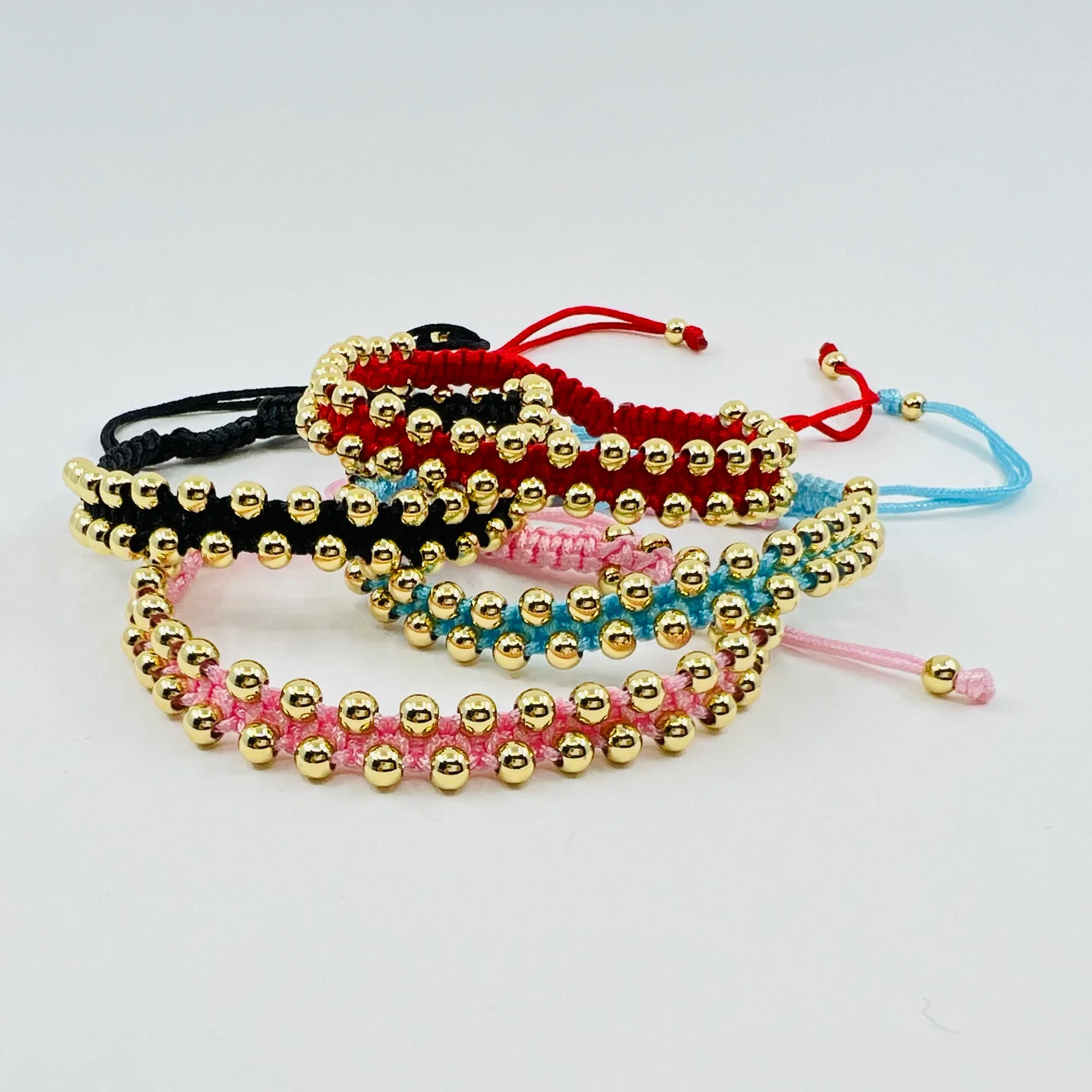 

KKBEAD Handmade Braided Bracelet With 18k Gold Plated Beads Adjustable Jewelry for Women Gift