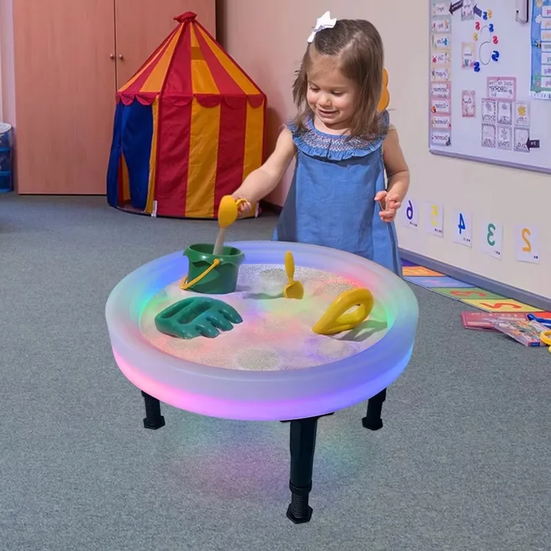 Hot-selling LED children's touch table products Living room children's table multi-color round PE Nordic smart furniture