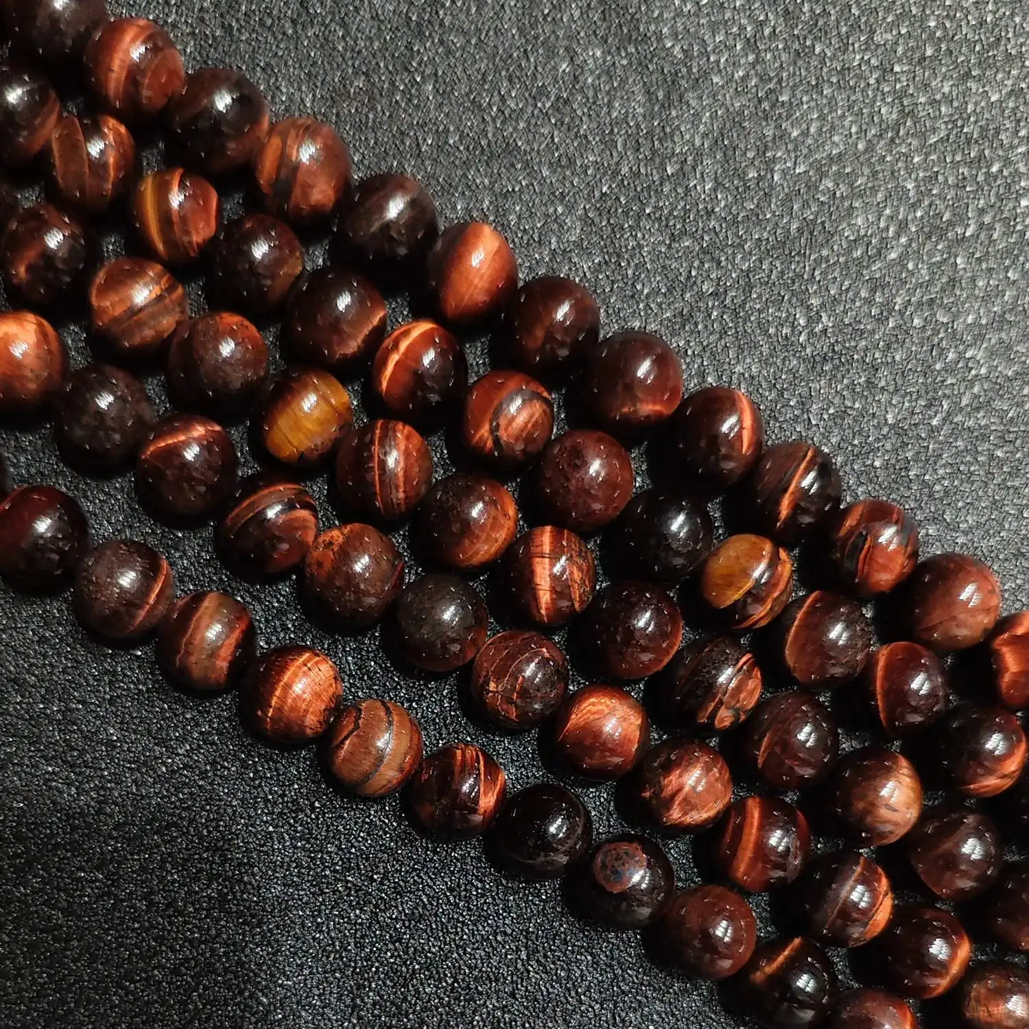 Grade B- Red Tiger Eye Loose Beads 4mm-16mm Polished Spherical Gemstone Strand for Jewelry Designers Crafts Supply