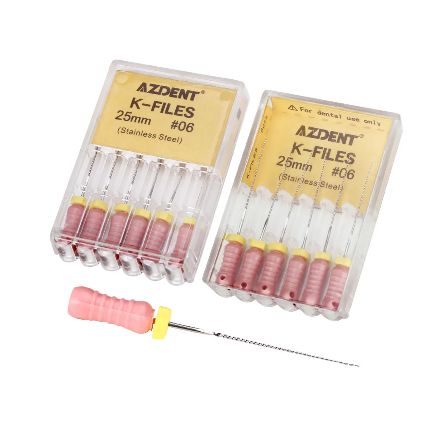 AZDENT-limas K para uso Dental, herramientas dentales de acero inoxidable de 21/25/31mm, 6 unids/lote/caja