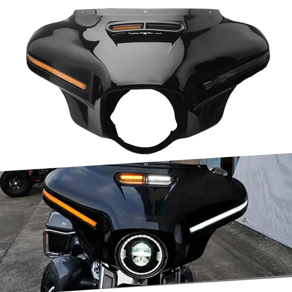 

Outer Fairing With Led Running Turn Signal Lights For Harley Touring Electra Glide Street Glide Tri Glide 2014-2025 Black Vent