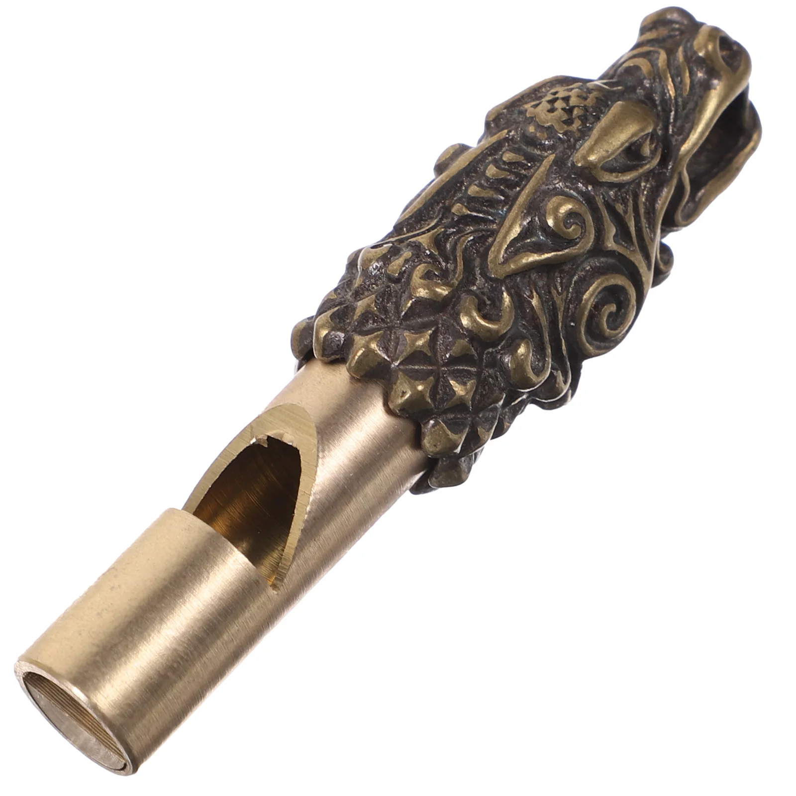 Cabeça de animal de bronze apito chaveiro alto sobrevivência de emergência acampamento caminhadas acessório ao ar livre portátil chifre de metal para professor