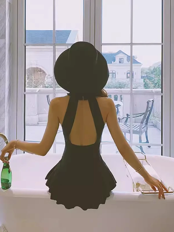 

Conservative One-Piece Thermal Spring Women's Swimsuit Gathered Chest Slimming Belly Covering Fairy Aosphere Swimwear