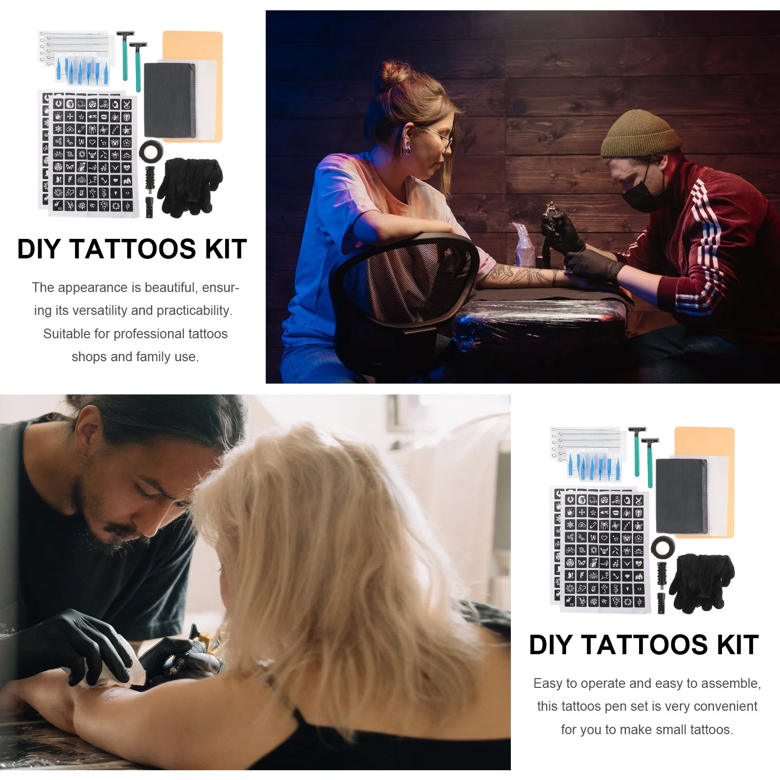 1 مجموعة مجموعة الوشم المهنية صنعة بديعة سهلة التشغيل والتجميع للمبتدئين مجموعة الوشم رف القلم مع الإبر