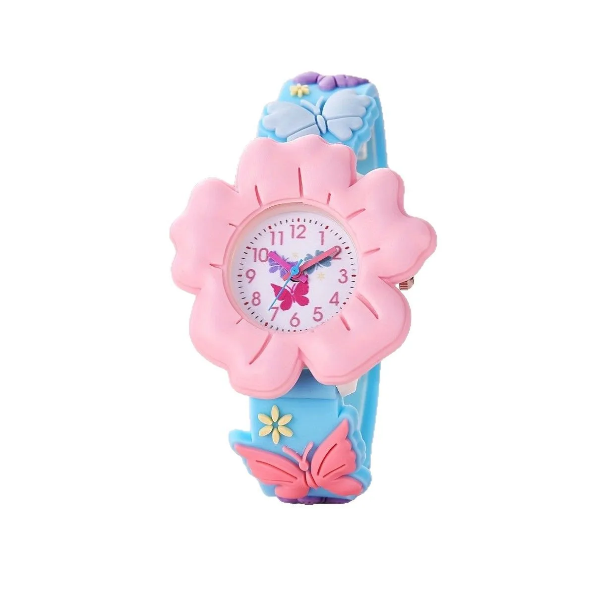 Fashion Kids Watches Cartoon Watches Silicone Butterfly Quartz Wristwatch Birthday Gift Cute Flowers Children Study Time Watch