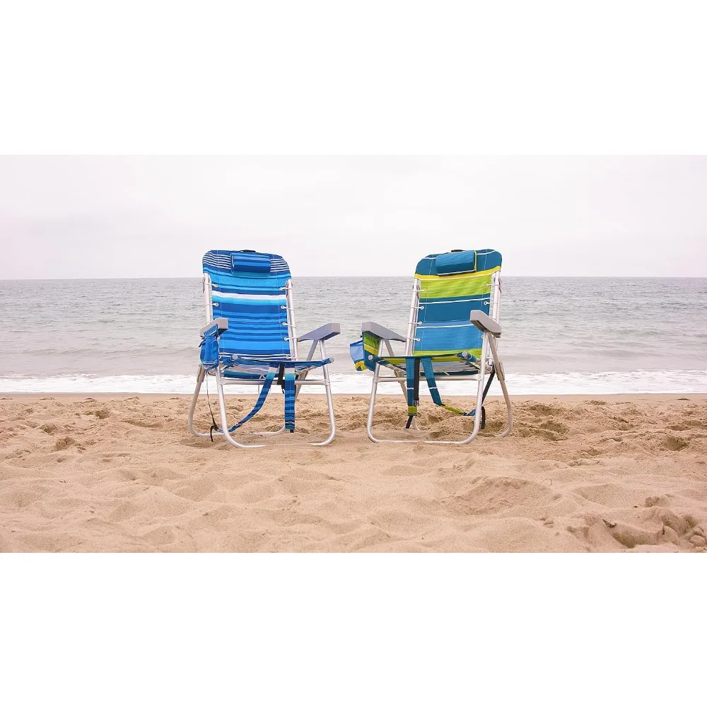 Folding Tall Backpack Beach Chair with Cooler Key Lime Portable Outdoor Camping