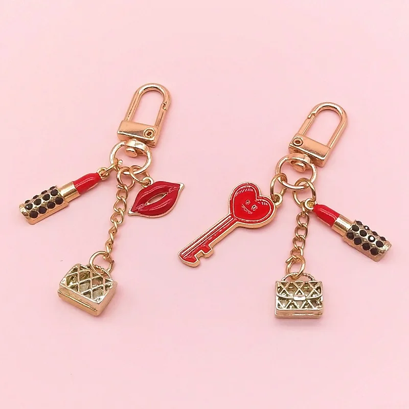 Lippenstift Tasche Anhänger Schlüsselanhänger weibliche kreative Lippe Schlüsselanhänger Metall Schlüsselanhänger Schmuck Zubehör