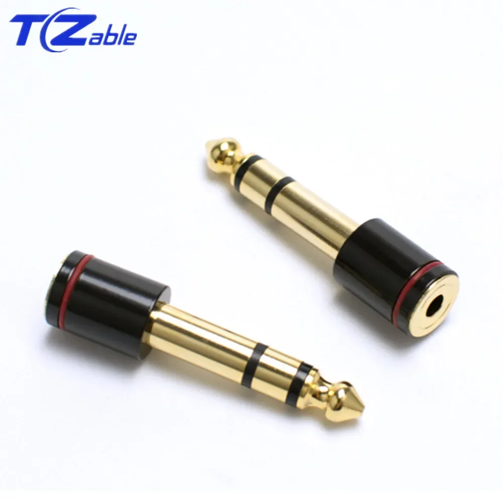 Hifi 6.35 Headphones Jack 6.5mm Male To 3.5mm Female Audio Adapter Gold Plated  Stereo Microphone Earphone Audio Connector