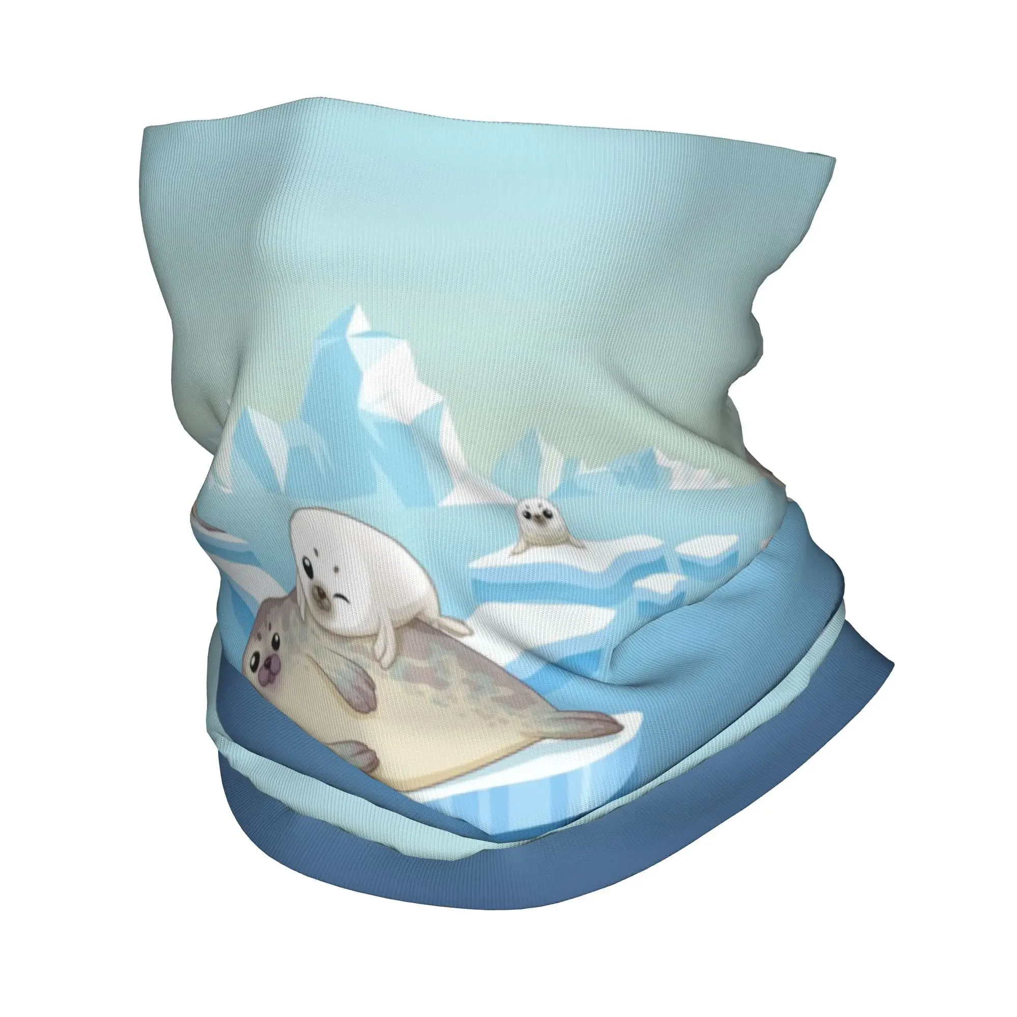 Cute seals family cartoon character Throw Blanket30 Bandana Neck Cover Printed Wrap Mask Scarf Multi-use Headband Outdoor Sports