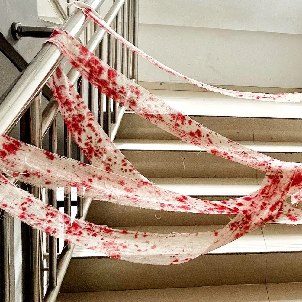 Halloween Ever-changing Blood-stained Gauze Warning , Isolation Tape, Gauze with Blood Stains and Bandage Halloween Decoration