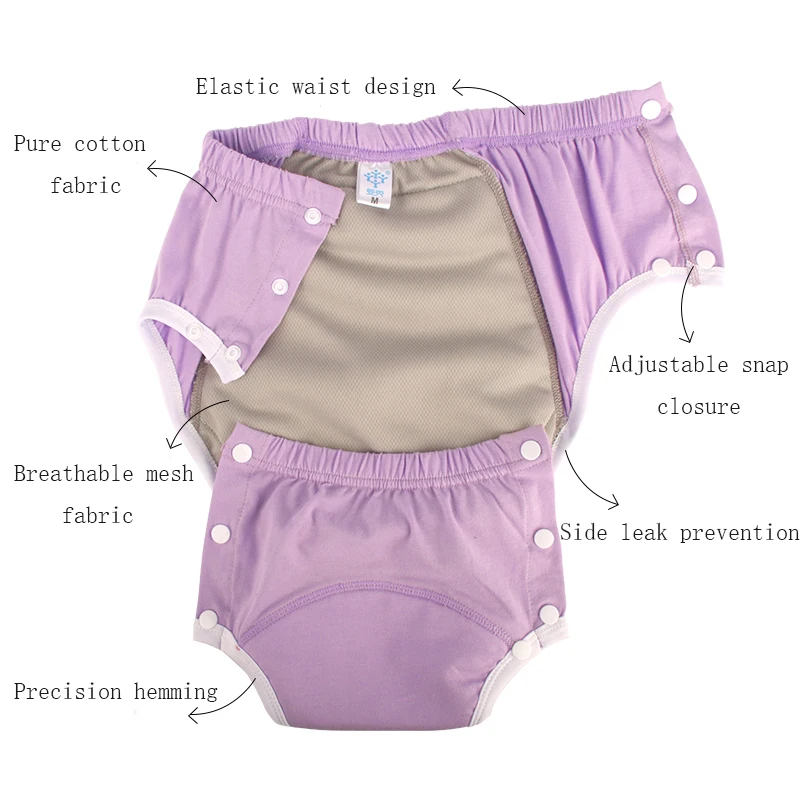 Pantaloni per incontinenza per adulti riutilizzabili lavabili da 1 pezzo - Pannolini di stoffa di grandi dimensioni per pazienti, uomini e donne anziani |   Comodo