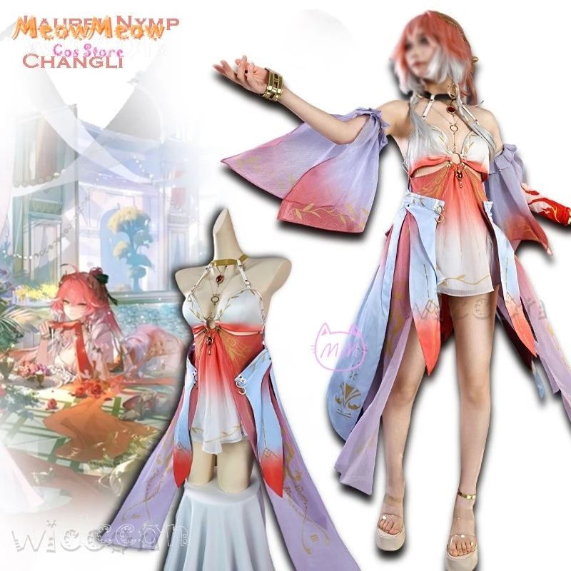 

Wuwa Changli Cosplay Costume Wig Anime Game Laurel Nymph Wuthering Waves Halloween Woman Role Fancy Sexy Outfit Game Clothing