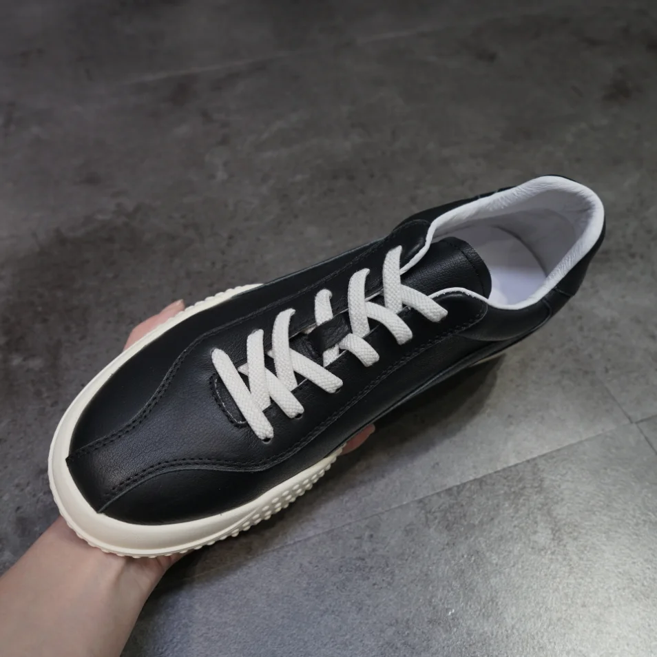 

Trendy Thi Bot Genuine Leather Men's oes Retro Sle Low Cut Sports Bla Board oes Breathable round Toe Rubber Sole