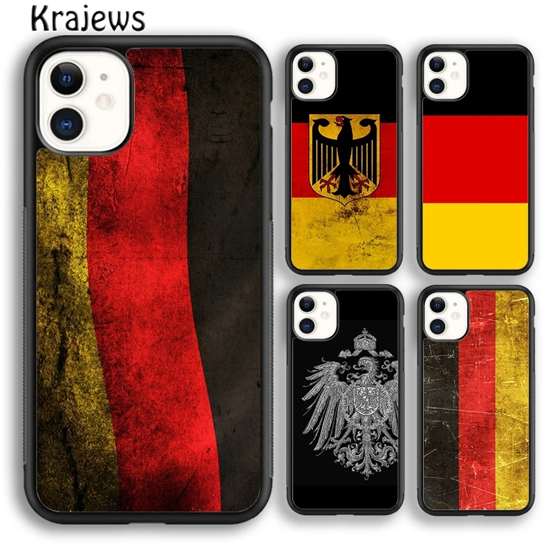 Krajews Germany Flag Banner Phone Case Cover For iPhone 16 15 14 plus XS XR 11 12 mini 13 pro max coque Shell Fundas