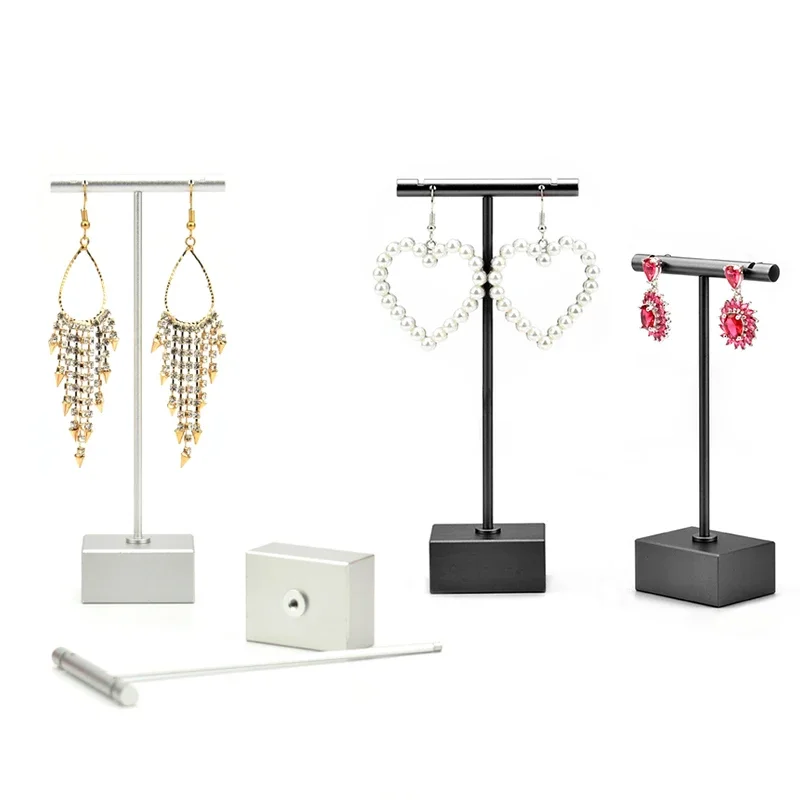 Jewelry Earring T Bar Stand Hanging Rack Metal Display Holder Detachable Ear Studs Storage Shelf Store Earrings Hanger Organizer