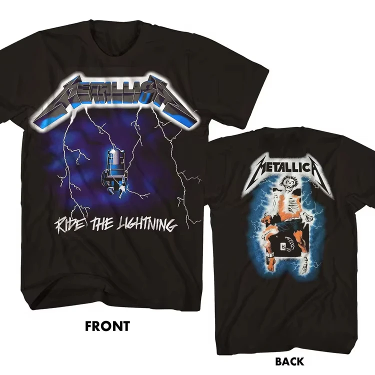 Ride The Lightning Metallica Band T-Shirt Cotton Graphic Tee Men Women Summer Streetwear