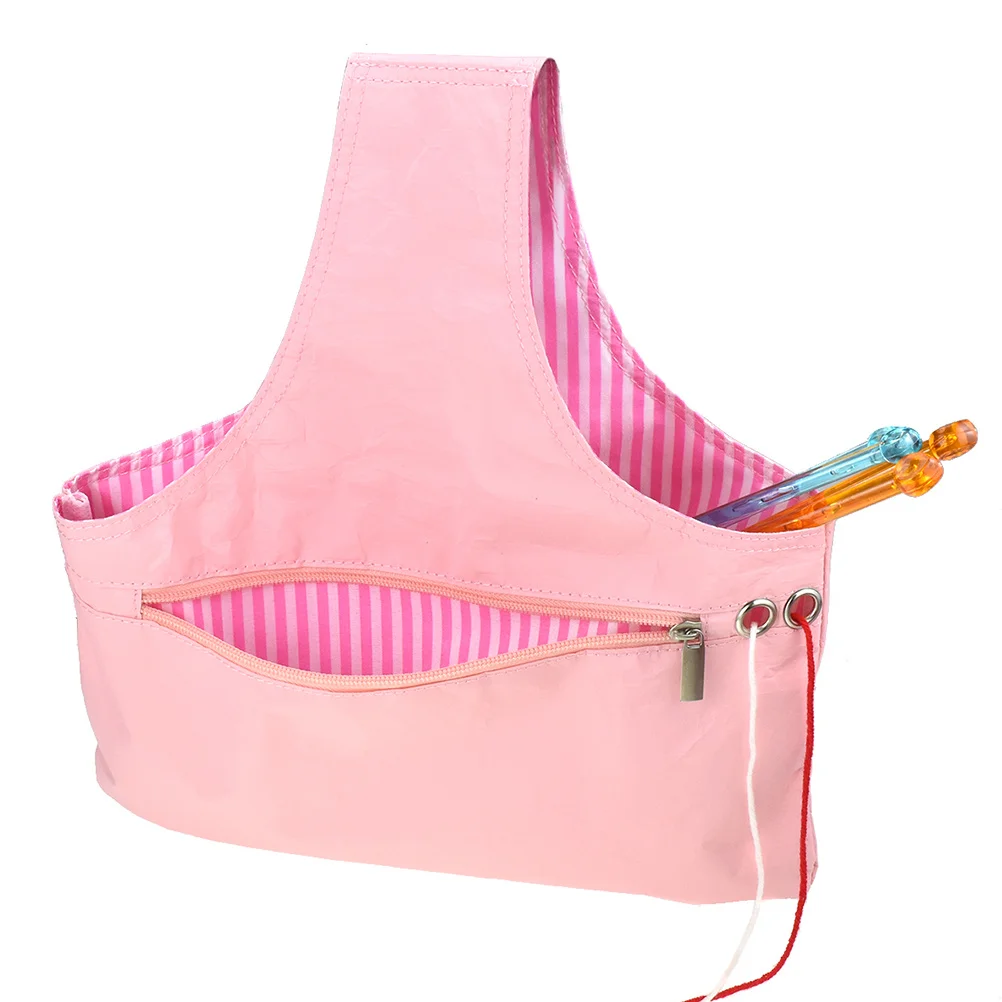 

Knitting Yarn Ball Holder DIY Crochet Storage Bag Brown Organizer Tote Portable Travel Craft Crochet Storage Knitting Bag