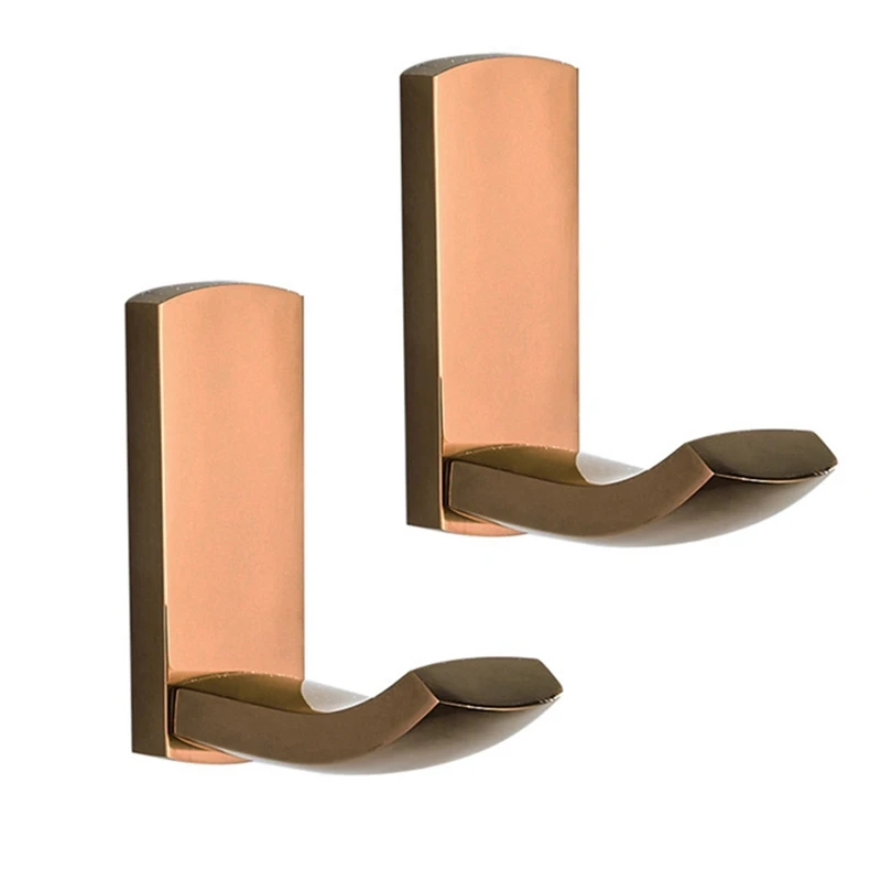 2Pcs Bath Towel Hooks,Wall-Mounted Copper Towel and Bathrobe Hooks in Rose Gold, Bathroom and Bedroom Coat Hooks-AT35