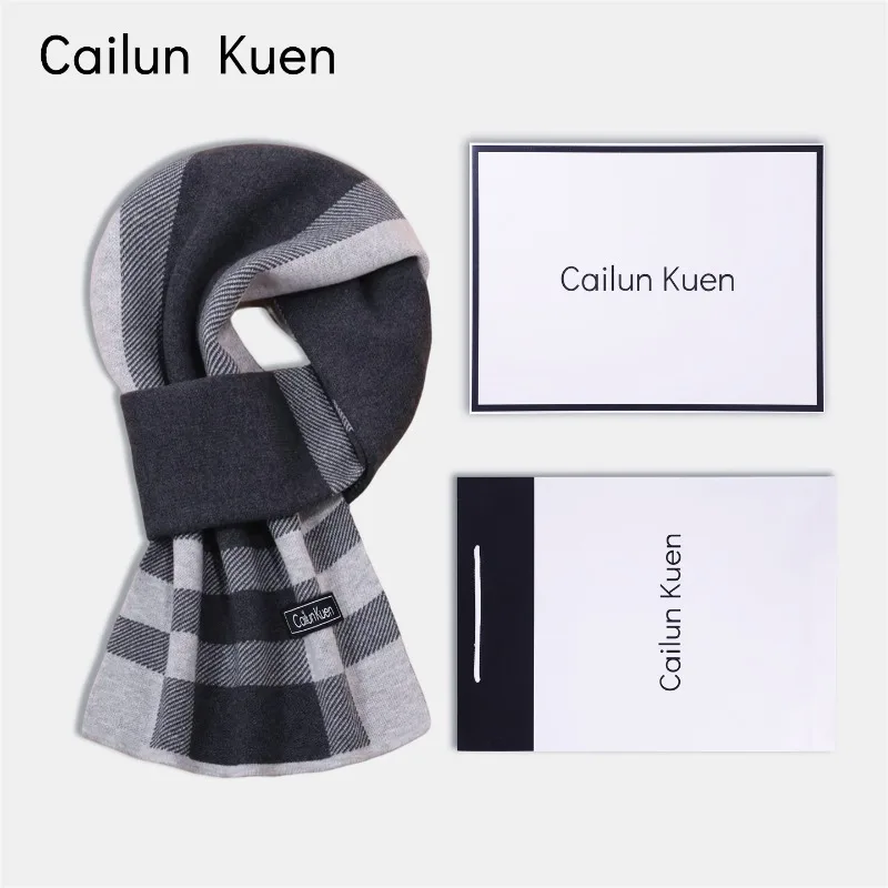 

Новый мужской универсальный шерстяной шарф, зимний корейский стиль, модные теплые вязаные шарфы, мужской термотеплый глушитель для шеи, Gent NO BOX