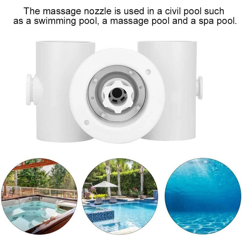 

High-Pressure Pool Massage Jet Nozzle Sp-1434 Spa Hydrotherapy Jet Pre-Installed for Pumps Commercial Grade 1.5 Inch" White