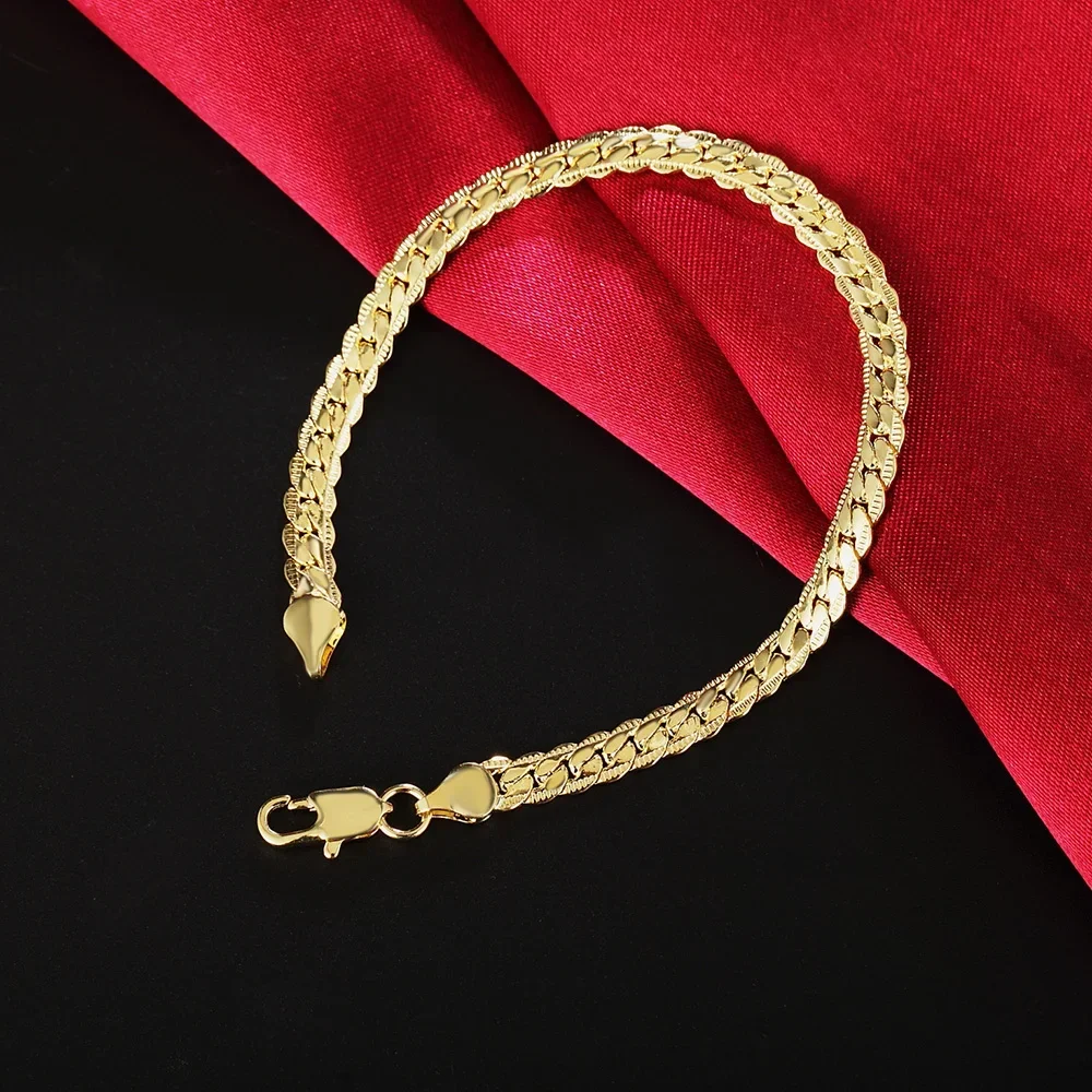 Special Offer Hot 18K Gold 5MM Chain 925 Sterling Silver Bracelets For Women Men Fashion Wedding Party Christmas Gifts Jewelry