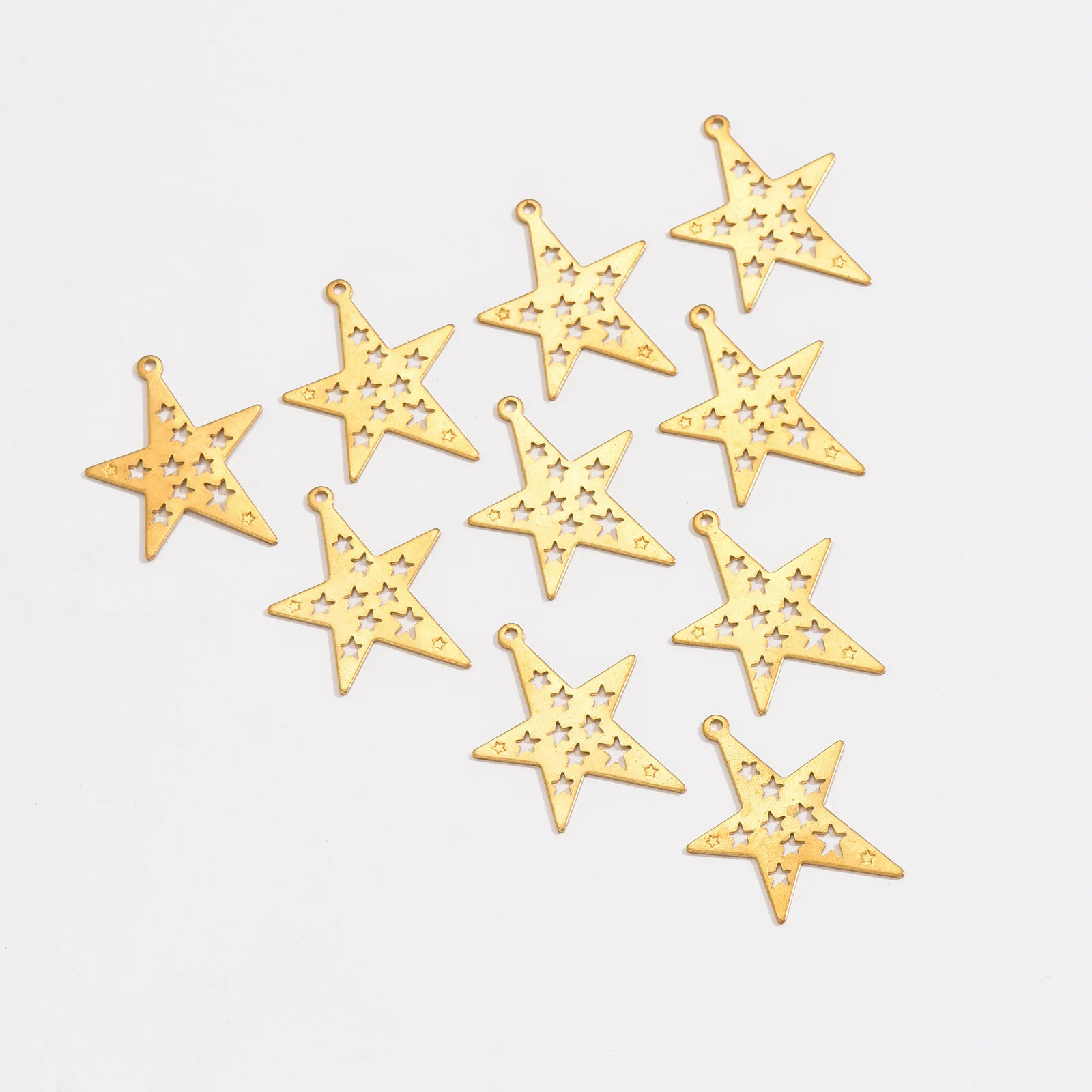 

50PCS Hollow Pentacle Star Charms Pendants Fashion DIY Earrings Necklace Jewelry Accessories Handicrafts Decorative Supplies