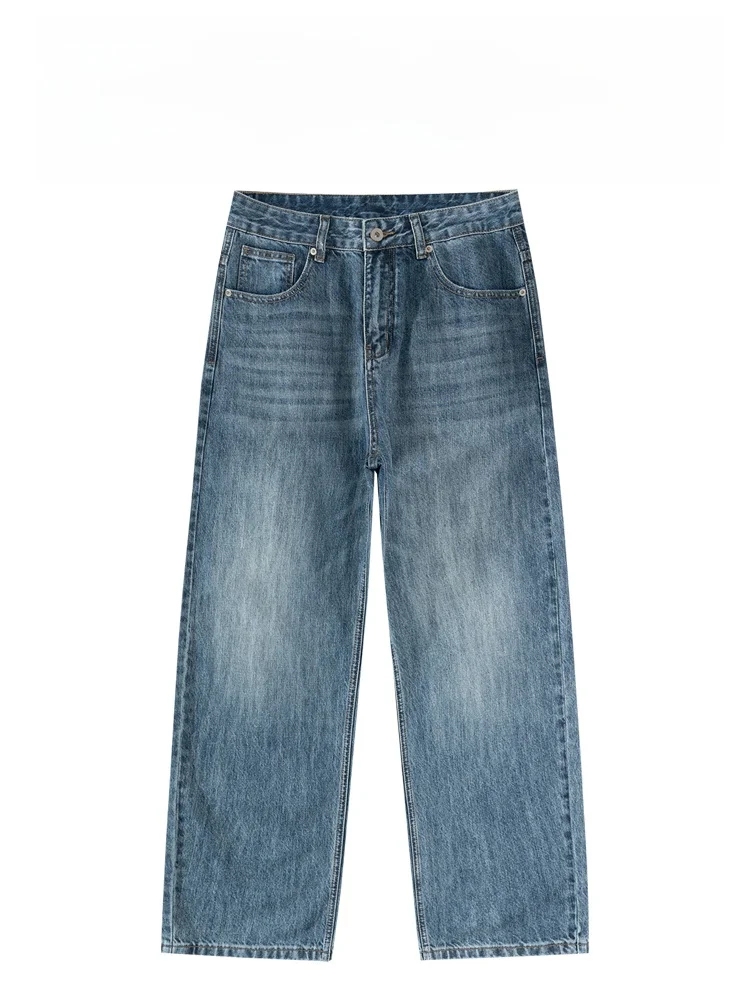

Classic Straight Leg Men's Jeans Loose Fit Casual Cotton Denim Water Waed Versatile Comfortable Straight Tube Long Pants