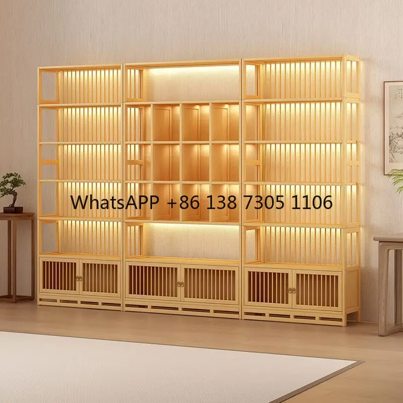 

Полка для богу в китайском стиле, задняя полоса, подставка для чайного сервиза, фоновая стена для чайной комнаты, подставка для чая, шкаф Duobao Pavilion, без световой полосы.