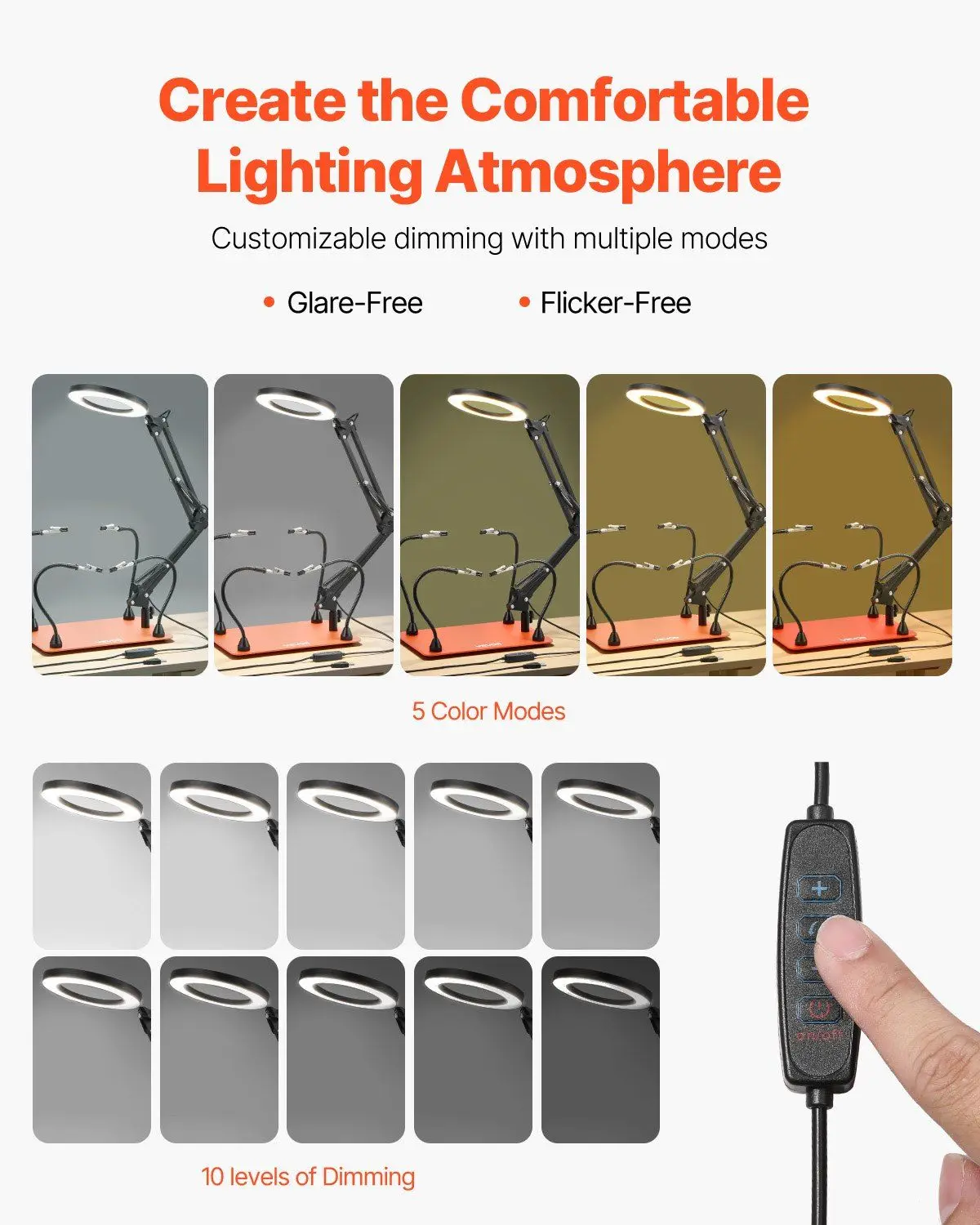 Magnetic 4-Arm Helping Hands with 3X LED Magnifying Glass, Adjustable Lighting Soldering Aid Station Tool