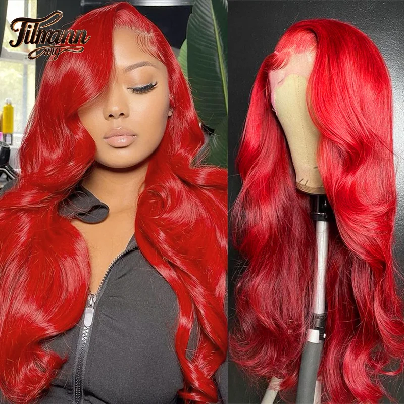 

Red 13X6 Hd Lace Frontal Human Hair Wigs Colored Body Wave Lace Front Wig Brazilian Pre Plucked Lace Wigs For Women 4x4 5x5