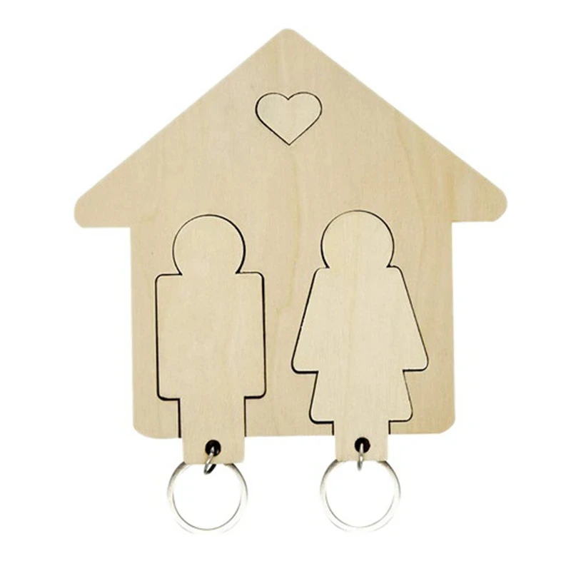 

Wall Key Holder Couple Keychain Hanger Key Pendant Home Decor Toy Keychains Practical Minimalist Nordic Gift Wooden Car Keyring