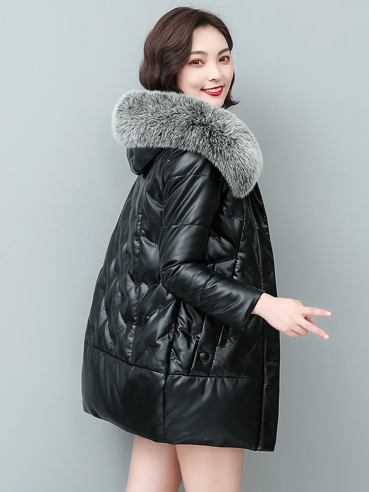 

Новая женская зимняя куртка из натуральной овчины средней длины с капюшоном, свободного кроя, индивидуальный пошив, верхняя одежда из меха, Ханчжоу