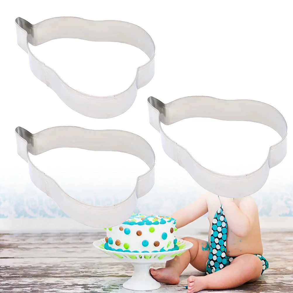 3Pcs Stainless Steel Pear Shape Cookie Cutter Molds Easy Clean Non-Stick DIY Chocolate Fondant Cake Baking Dessert Mold