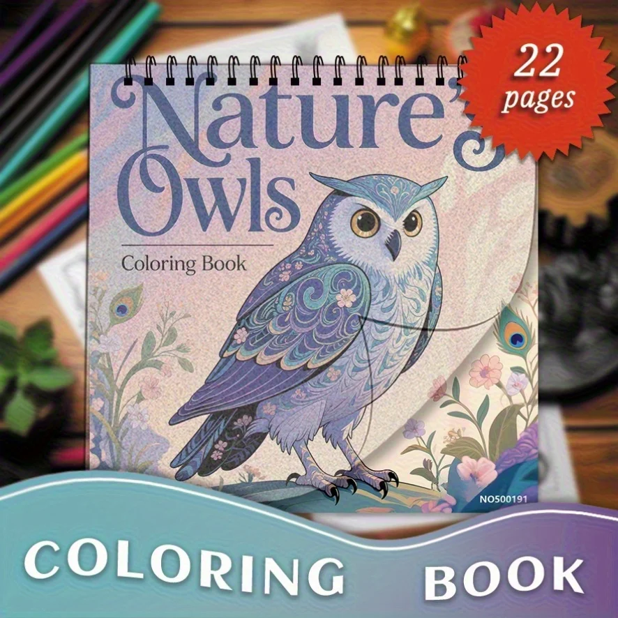 Owl Themed Coloring Book - 8.27 X 8.27 Inches with 22 Pages Stress Relief And Positive Thinking Art Therapy for All Ages