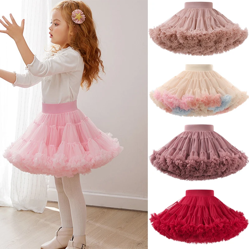 Fluffy Lace Baby Girl Tutu Skirt for Child Tulle Kids Pettiskirt Ballet Skirt for Girls Clothes Princess Party Dance Pop Skirts