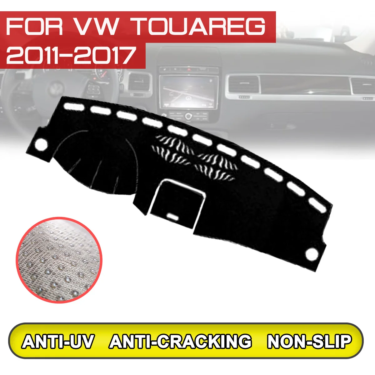 for Volkswagen Touareg 2011 2012 2013 2014 2015-2017 Car Dashboard Mat Anti-dirty Non-slip Dash Cover Mat UV Protection Shade