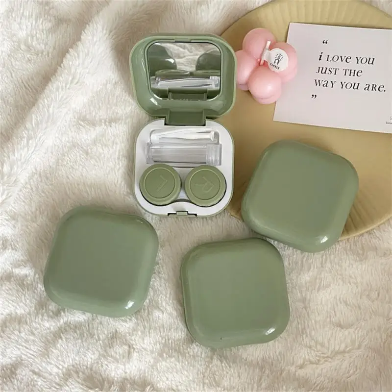 Contact Lens Cases Lovely Candy Color  Cartoon Travel Kit Pocket Mini Easy Carry Mirror Lenses Storage Eye Care Container Box